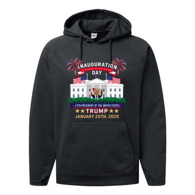 Donald Trump Inauguration Day 2025 47th President 47 Us Flag Performance Fleece Hoodie