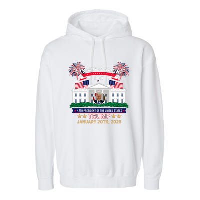 Donald Trump Inauguration Day 2025 47th President 47 Us Flag Garment-Dyed Fleece Hoodie