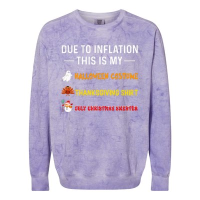 Due To Inflation This Is My Funny Halloween Costume Colorblast Crewneck Sweatshirt