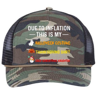 Due To Inflation This Is My Funny Halloween Costume Retro Rope Trucker Hat Cap