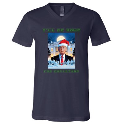 Donald Trump Ill Be Home For Christmas Inauguration V-Neck T-Shirt