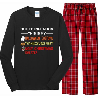 Due to Inflation This is My Halloween Thanksgiving Long Sleeve Pajama Set