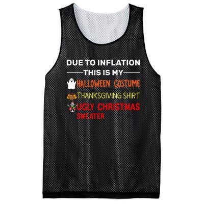 Due to Inflation This is My Halloween Thanksgiving Mesh Reversible Basketball Jersey Tank