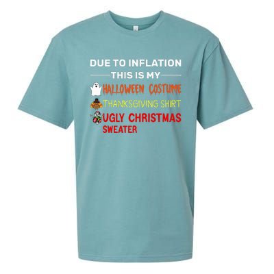 Due to Inflation This is My Halloween Thanksgiving Sueded Cloud Jersey T-Shirt