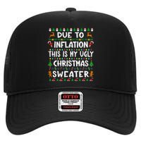 Due To Inflation Funny Christmas Sweater Xmas  High Crown Mesh Back Trucker Hat