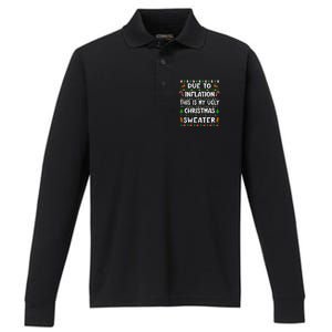 Due To Inflation Funny Christmas Sweater Xmas  Performance Long Sleeve Polo