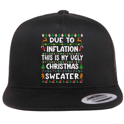 Due To Inflation Funny Christmas Sweater Xmas  Flat Bill Trucker Hat