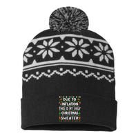 Due To Inflation Funny Christmas Sweater Xmas  USA-Made Snowflake Beanie