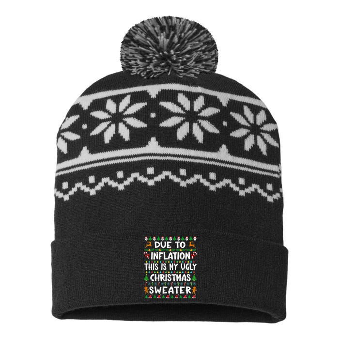 Due To Inflation Funny Christmas Sweater Xmas  USA-Made Snowflake Beanie