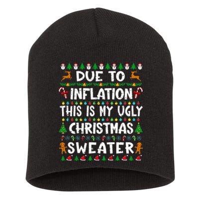 Due To Inflation Funny Christmas Sweater Xmas  Short Acrylic Beanie