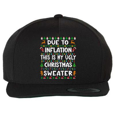 Due To Inflation Funny Christmas Sweater Xmas  Wool Snapback Cap