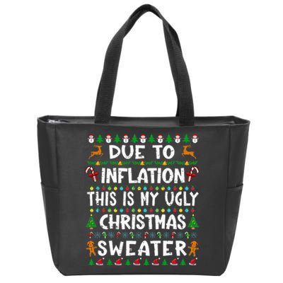 Due To Inflation Funny Christmas Sweater Xmas  Zip Tote Bag