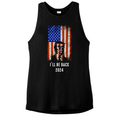 Donald Trump I'll Be Back Trump 2024 Vintage Flag Ladies PosiCharge Tri-Blend Wicking Tank