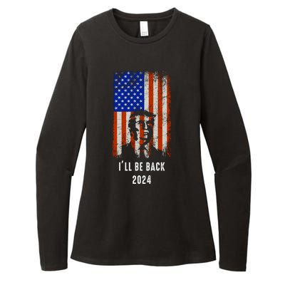 Donald Trump I'll Be Back Trump 2024 Vintage Flag Womens CVC Long Sleeve Shirt