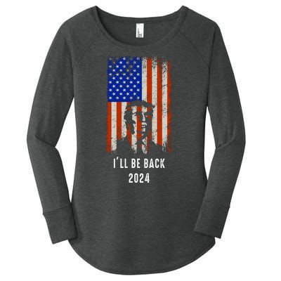 Donald Trump I'll Be Back Trump 2024 Vintage Flag Women's Perfect Tri Tunic Long Sleeve Shirt