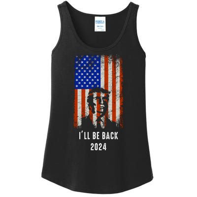 Donald Trump I'll Be Back Trump 2024 Vintage Flag Ladies Essential Tank