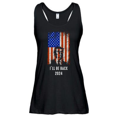 Donald Trump I'll Be Back Trump 2024 Vintage Flag Ladies Essential Flowy Tank