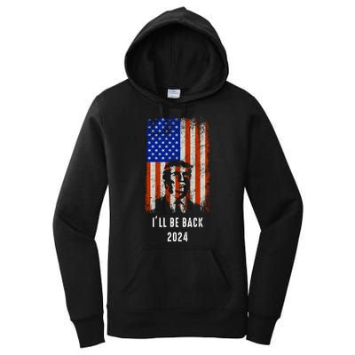 Donald Trump I'll Be Back Trump 2024 Vintage Flag Women's Pullover Hoodie