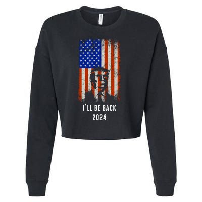 Donald Trump I'll Be Back Trump 2024 Vintage Flag Cropped Pullover Crew