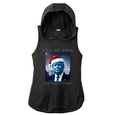 Donald Trump Ill Be Home For Christmas Inauguration Ladies PosiCharge Tri-Blend Wicking Draft Hoodie Tank