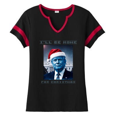 Donald Trump Ill Be Home For Christmas Inauguration Ladies Halftime Notch Neck Tee