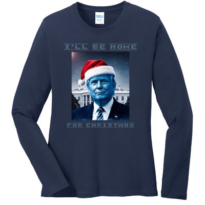 Donald Trump Ill Be Home For Christmas Inauguration Ladies Long Sleeve Shirt