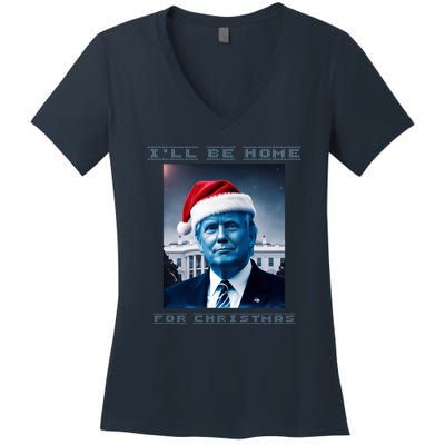 Donald Trump Ill Be Home For Christmas Inauguration Women's V-Neck T-Shirt