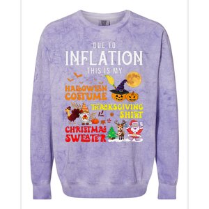 Due To Inflation This Is My Pumpkin Turkey Halloween Colorblast Crewneck Sweatshirt