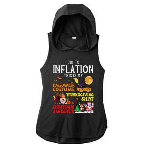 Due To Inflation This Is My Pumpkin Turkey Halloween Ladies PosiCharge Tri-Blend Wicking Draft Hoodie Tank