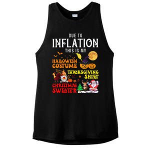 Due To Inflation This Is My Pumpkin Turkey Halloween Ladies PosiCharge Tri-Blend Wicking Tank