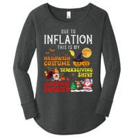 Due To Inflation This Is My Pumpkin Turkey Halloween Women's Perfect Tri Tunic Long Sleeve Shirt