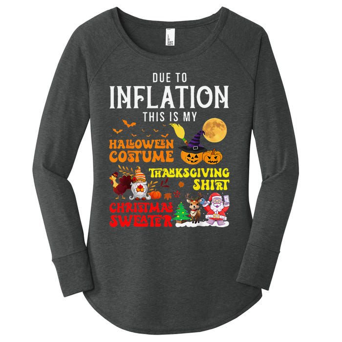 Due To Inflation This Is My Pumpkin Turkey Halloween Women's Perfect Tri Tunic Long Sleeve Shirt