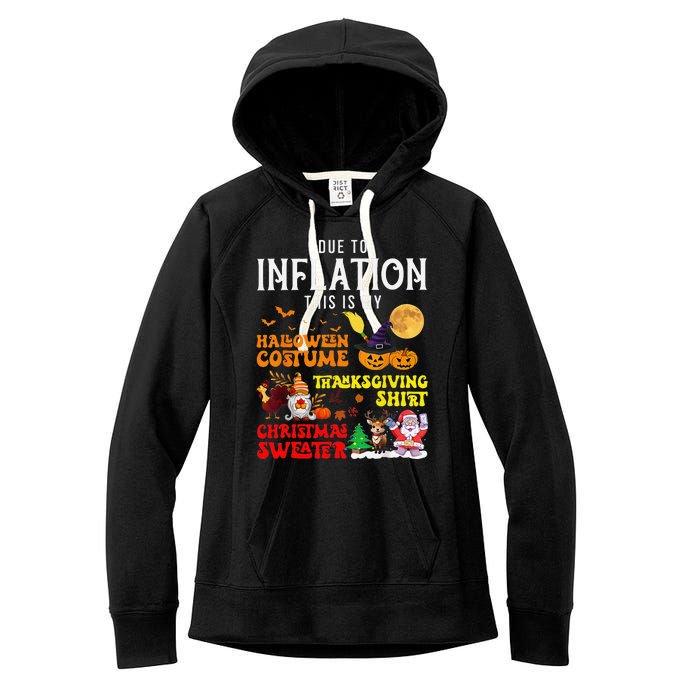 Due To Inflation This Is My Pumpkin Turkey Halloween Women's Fleece Hoodie