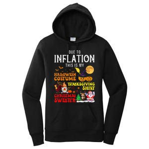 Due To Inflation This Is My Pumpkin Turkey Halloween Women's Pullover Hoodie