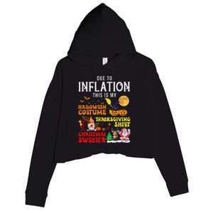 Due To Inflation This Is My Pumpkin Turkey Halloween Crop Fleece Hoodie