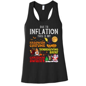 Due To Inflation This Is My Pumpkin Turkey Halloween Women's Racerback Tank