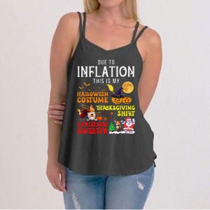 Due To Inflation This Is My Pumpkin Turkey Halloween Women's Strappy Tank