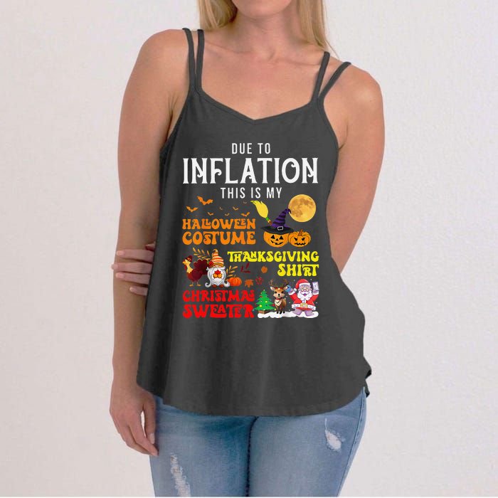 Due To Inflation This Is My Pumpkin Turkey Halloween Women's Strappy Tank