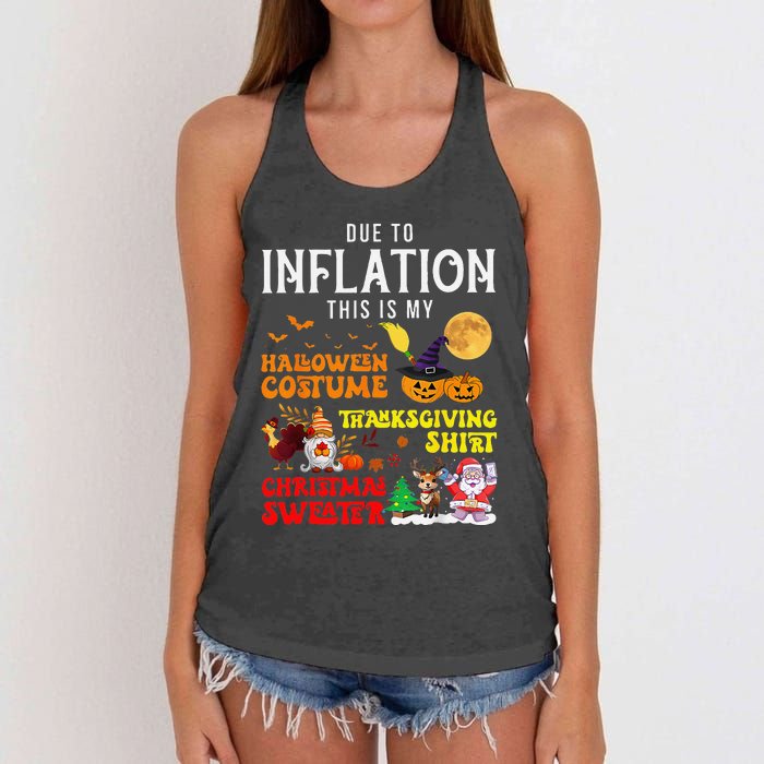 Due To Inflation This Is My Pumpkin Turkey Halloween Women's Knotted Racerback Tank