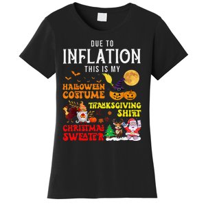 Due To Inflation This Is My Pumpkin Turkey Halloween Women's T-Shirt