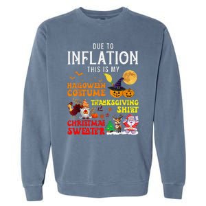 Due To Inflation This Is My Pumpkin Turkey Halloween Garment-Dyed Sweatshirt