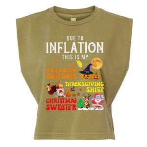 Due To Inflation This Is My Pumpkin Turkey Halloween Garment-Dyed Women's Muscle Tee