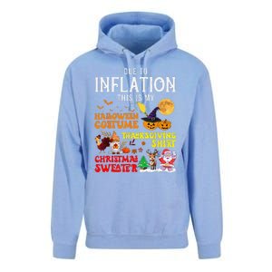 Due To Inflation This Is My Pumpkin Turkey Halloween Unisex Surf Hoodie