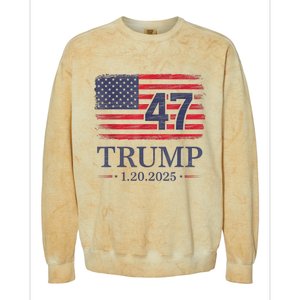 Donald Trump Inauguration Day 2025 47th President 47 Us Flag Colorblast Crewneck Sweatshirt