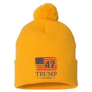 Donald Trump Inauguration Day 2025 47th President 47 Us Flag Pom Pom 12in Knit Beanie