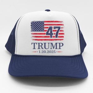 Donald Trump Inauguration Day 2025 47th President 47 Us Flag Trucker Hat