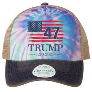 Donald Trump Inauguration Day 2025 47th President 47 Us Flag Legacy Tie Dye Trucker Hat