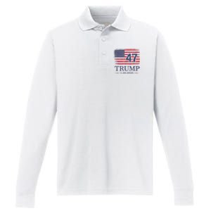 Donald Trump Inauguration Day 2025 47th President 47 Us Flag Performance Long Sleeve Polo