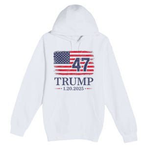 Donald Trump Inauguration Day 2025 47th President 47 Us Flag Premium Pullover Hoodie