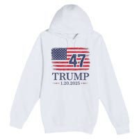 Donald Trump Inauguration Day 2025 47th President 47 Us Flag Premium Pullover Hoodie